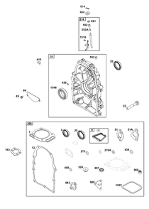 Crankcase Cover/Sump Group Diagram and Parts List for 356447-3539-G1 200000 - 399999 Briggs and Stratton Engine
